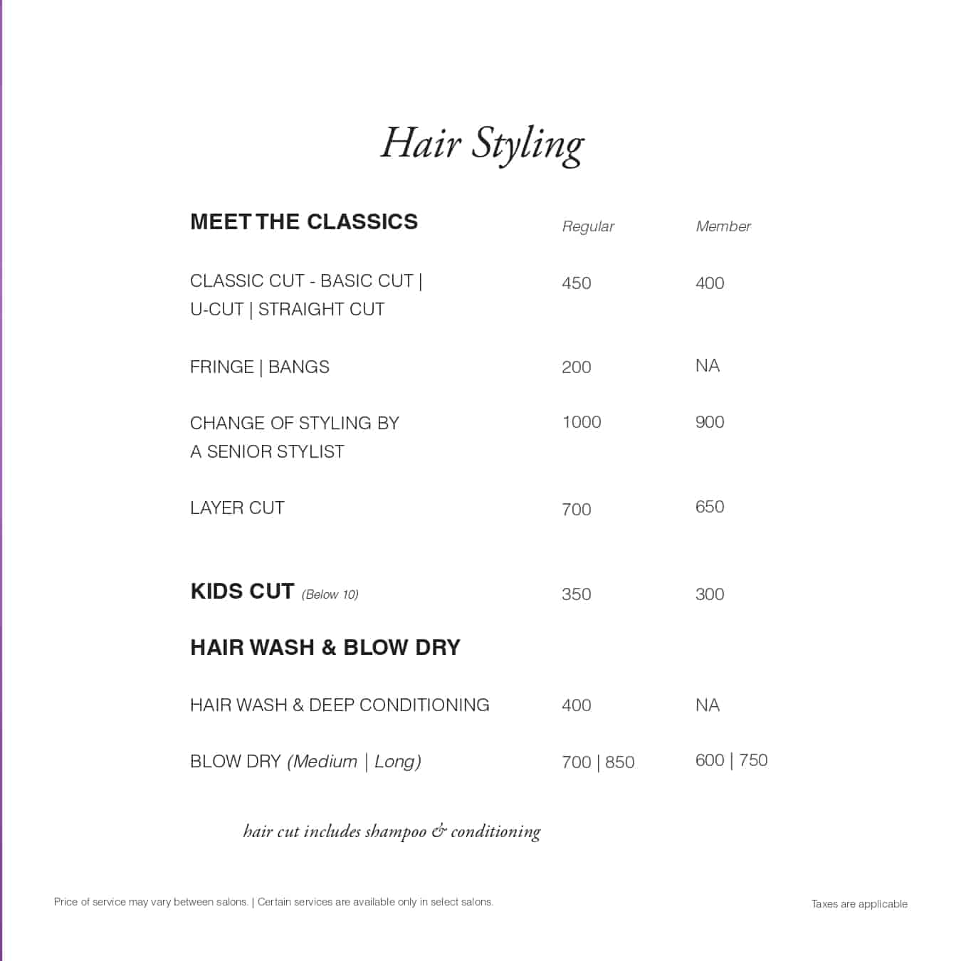 Naturals salon price list for hair straightening sales