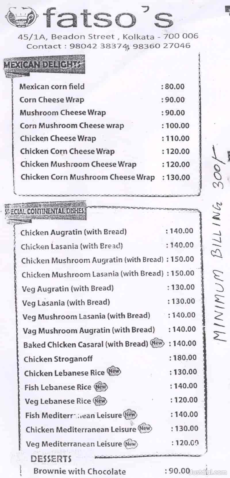 Fatso s in Beadon Street Kolkata Order Food Online Best Fast Food near me in Kolkata Justdial