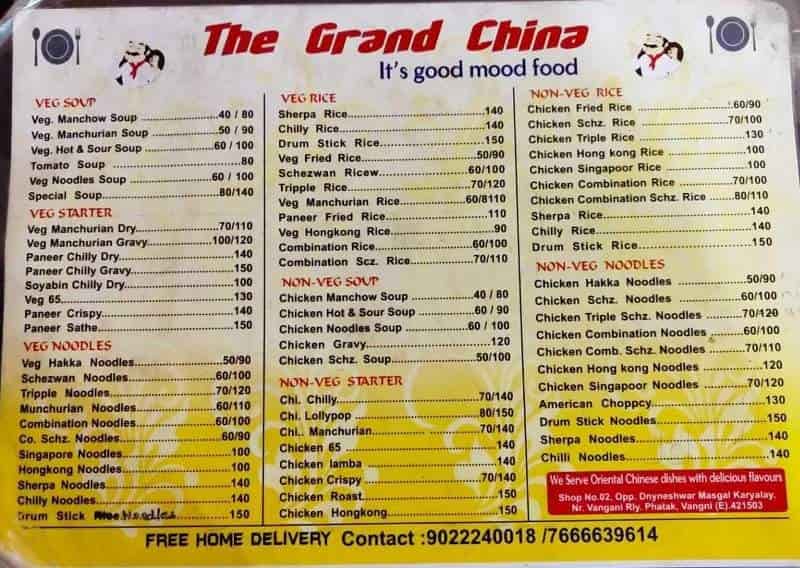 Grand china menu online