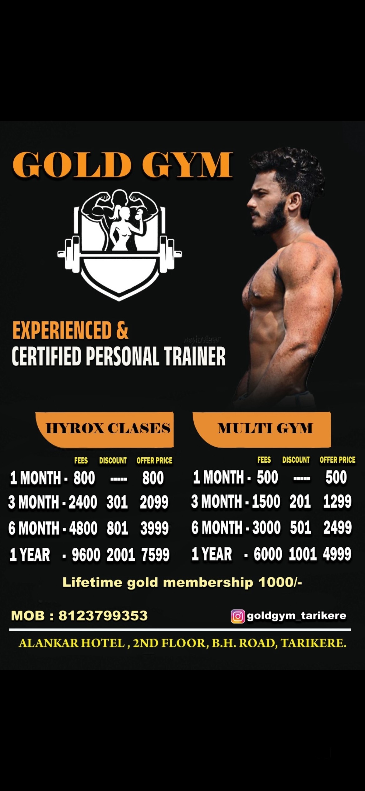 Gold's Gym in Tarikere,Chikmagalur - 𝗩𝗶𝗲𝘄 𝗢𝗳𝗳𝗲𝗿𝘀 - Gyms