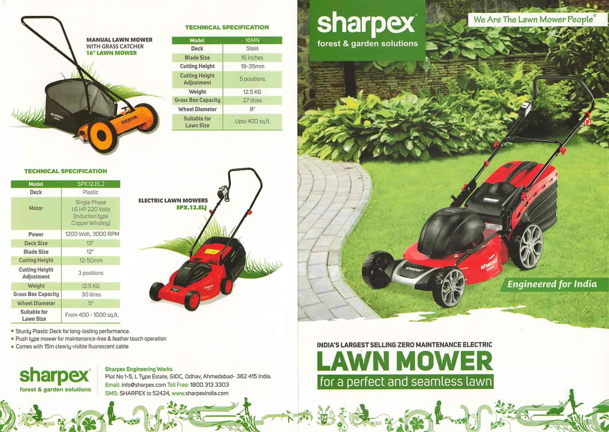 Sharpex Electric Lawn Mower (18 Inch Cutting Blade, Single Phase
