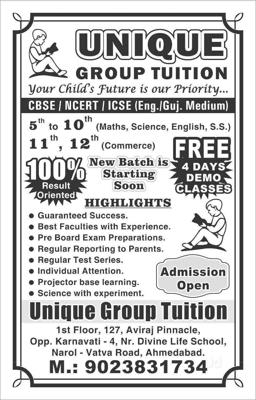 Unique Group Tuition in Narol,Ahmedabad - Best Tutorials near me in ...