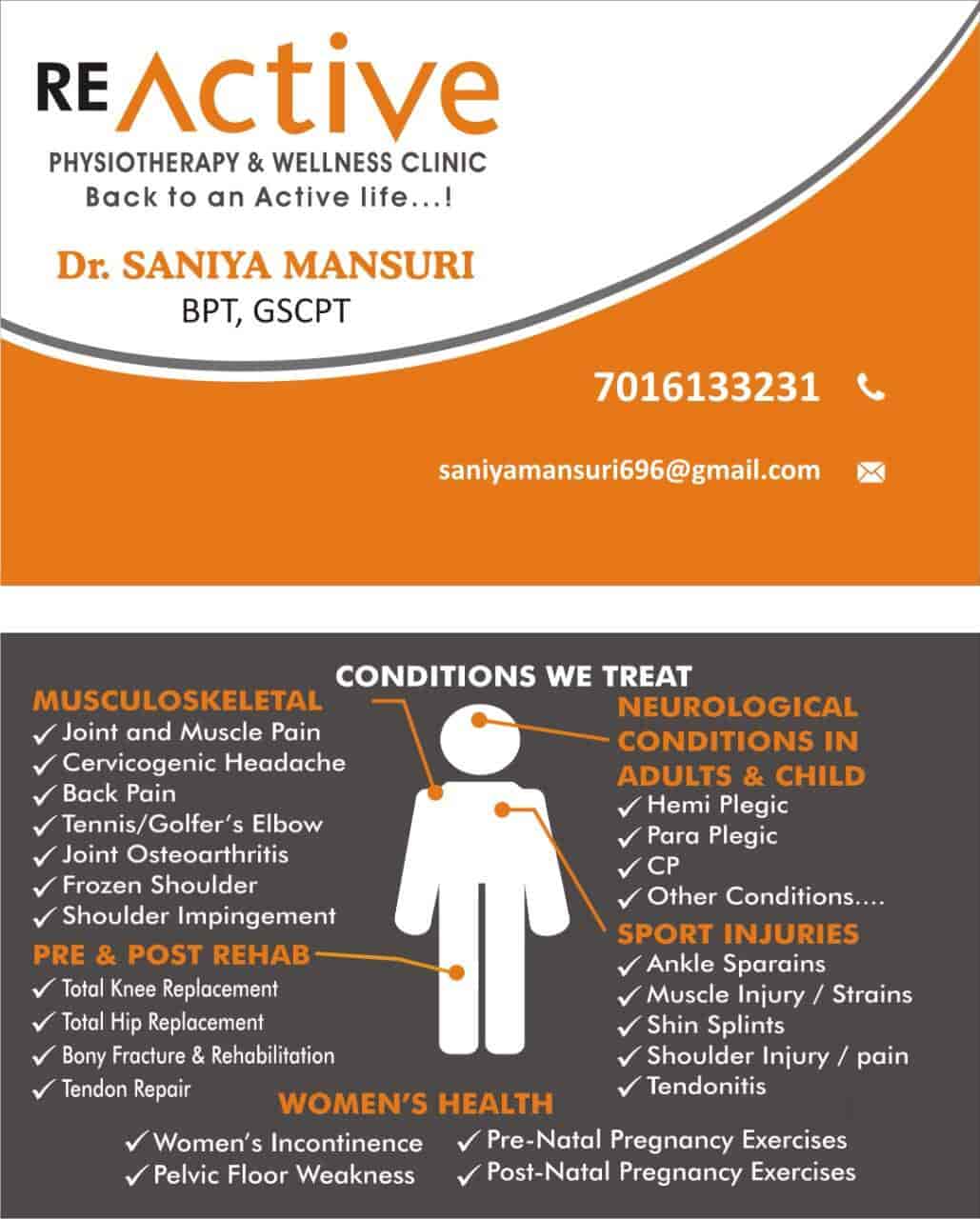 Re Active Physiotherapy & Wellness Clinic in Juhapura,Ahmedabad Best