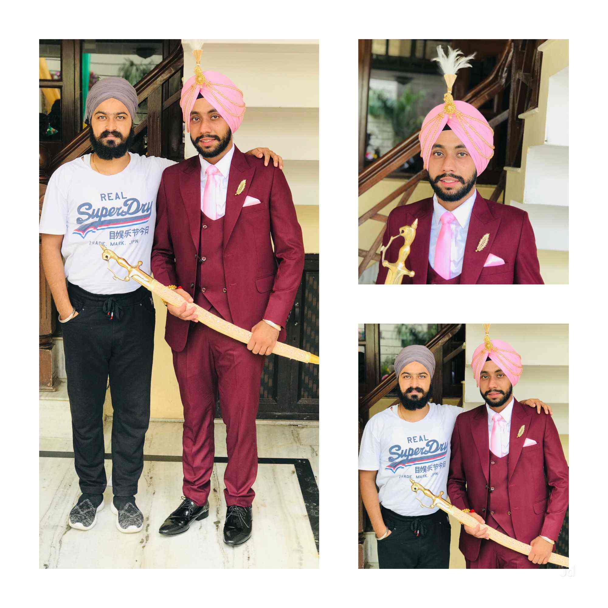 Wine colour coat pant matching turban Clearance