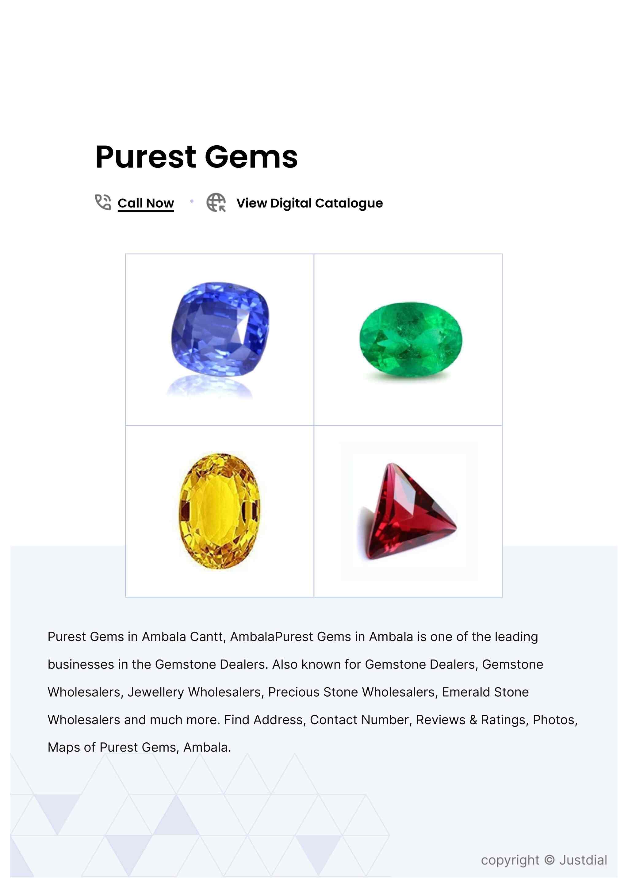 YELLOW SAPPHIRE(PUKHRAJ) in Ambala at ₹ 3,555 ₹ 77,400 Ct by