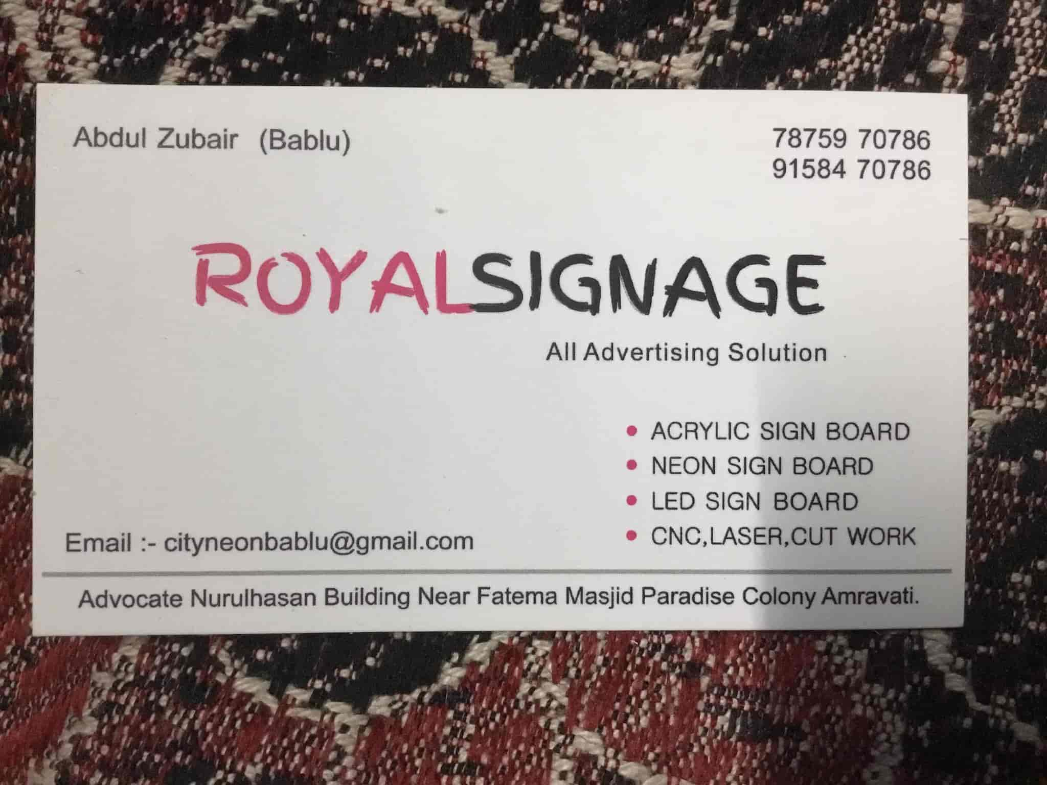 Catalogue Royal Signage in Paradise Colony , Amravati Justdial