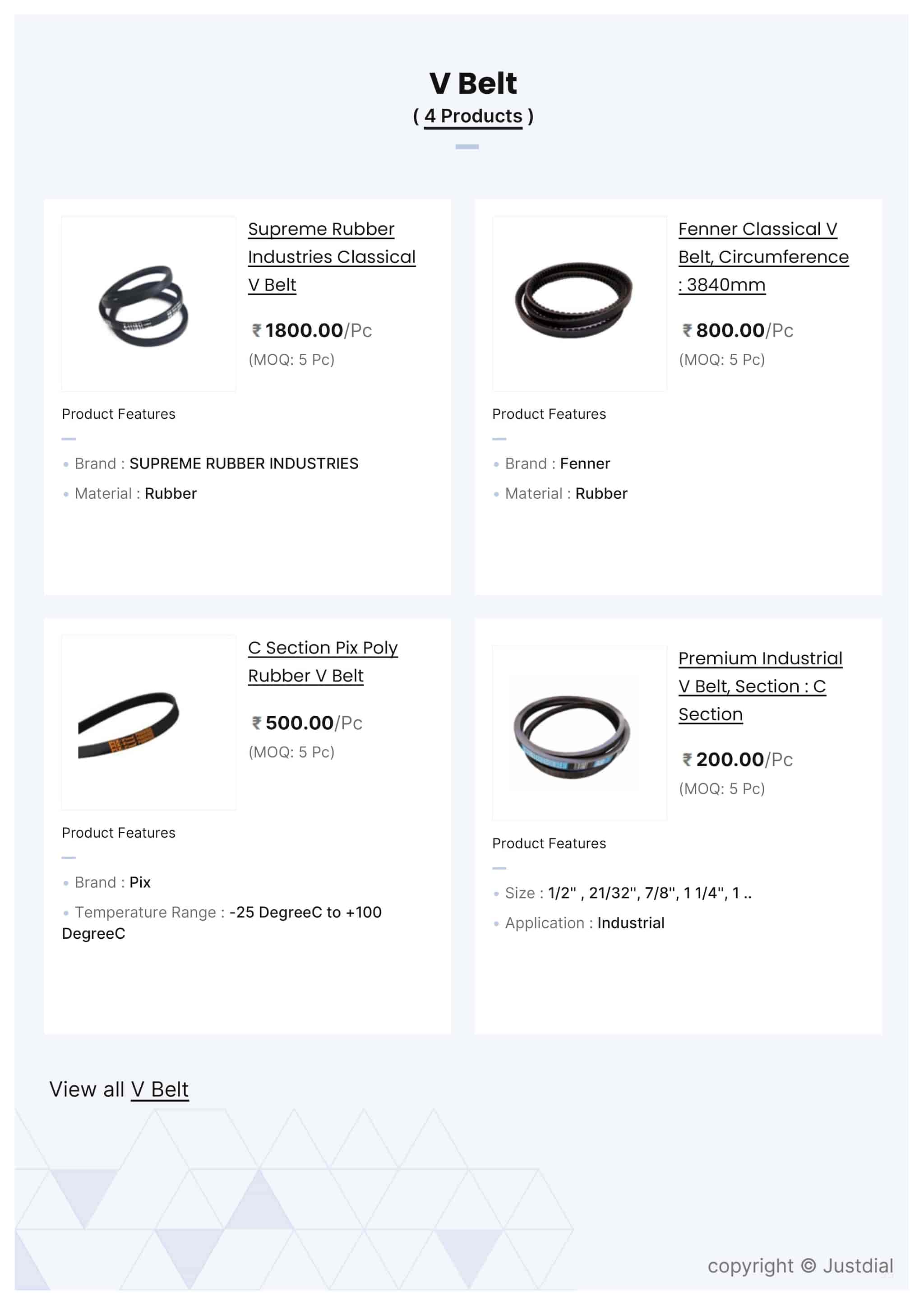 Fenner Classical V Belt, Circumference 3840mm in Amreli at