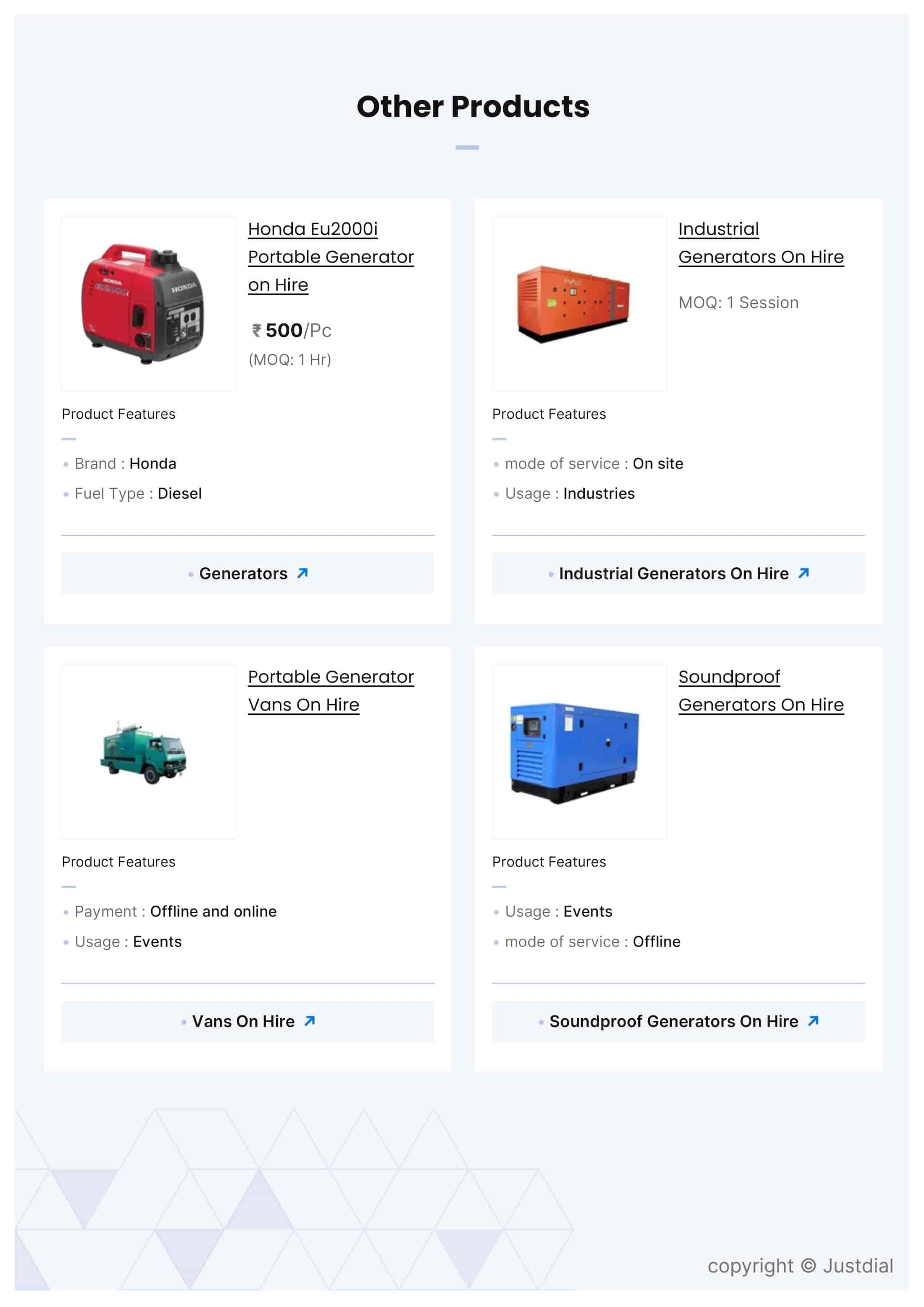 Honda Eu2000i Portable Generator on Hire in Bangalore at 500 1 500 Hr by Gentec Engineers Justdial