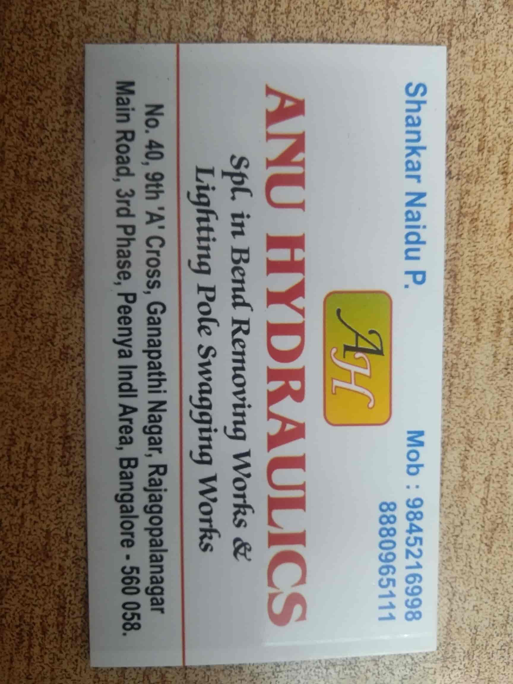 Catalogue Anu Hydraulics in Peenya Industrial Area , Bangalore Justdial