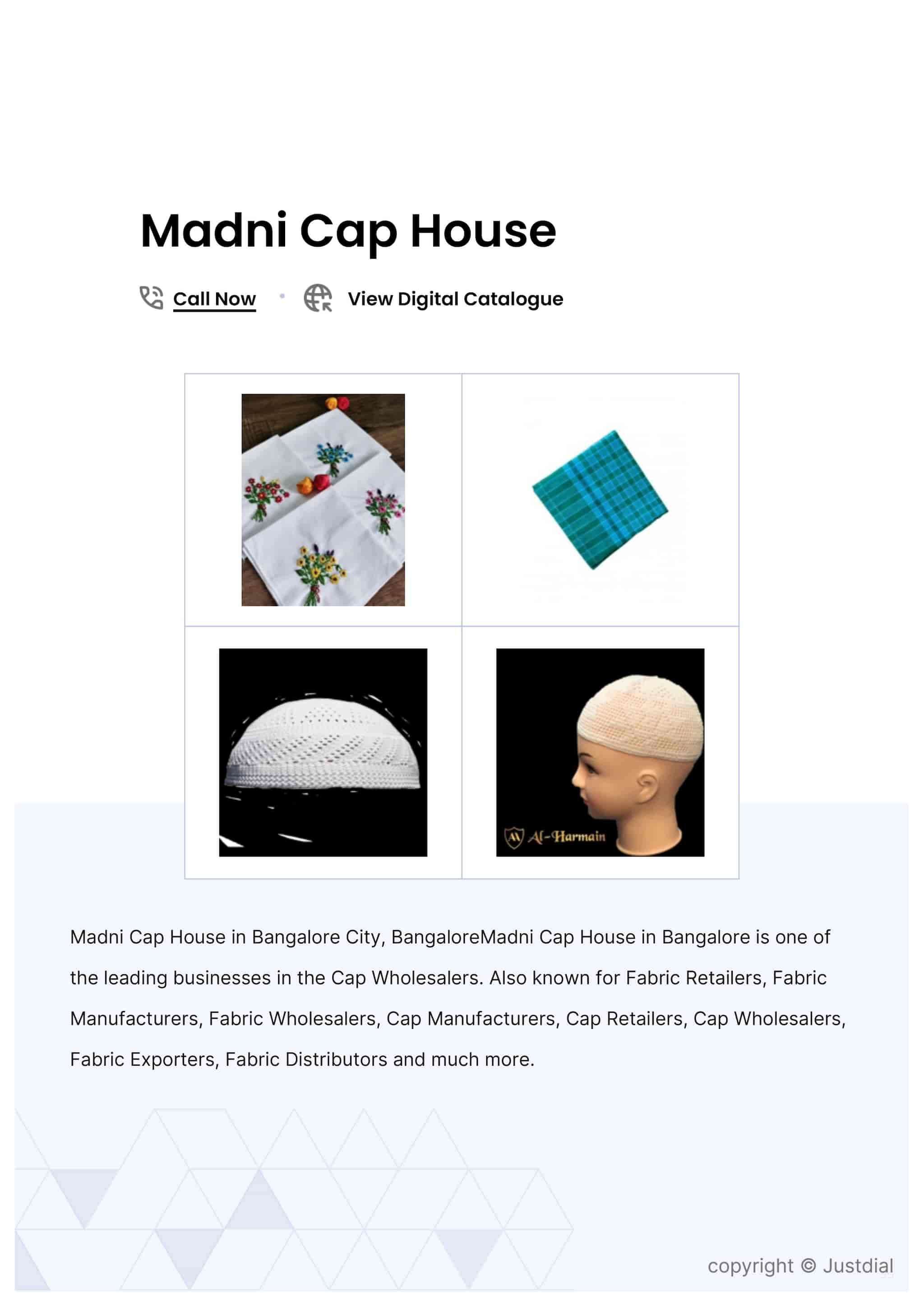Muslim Cap in Bangalore at ₹ 83 ₹ 488 Unit by Madni Cap