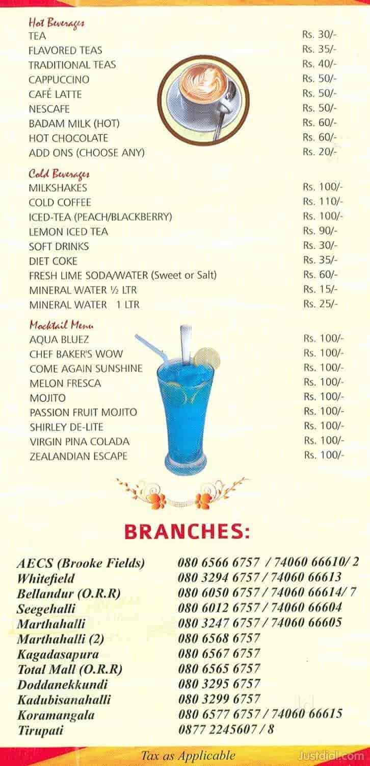 Discover 129+ chef bakers cake menu latest awesomeenglish.edu.vn