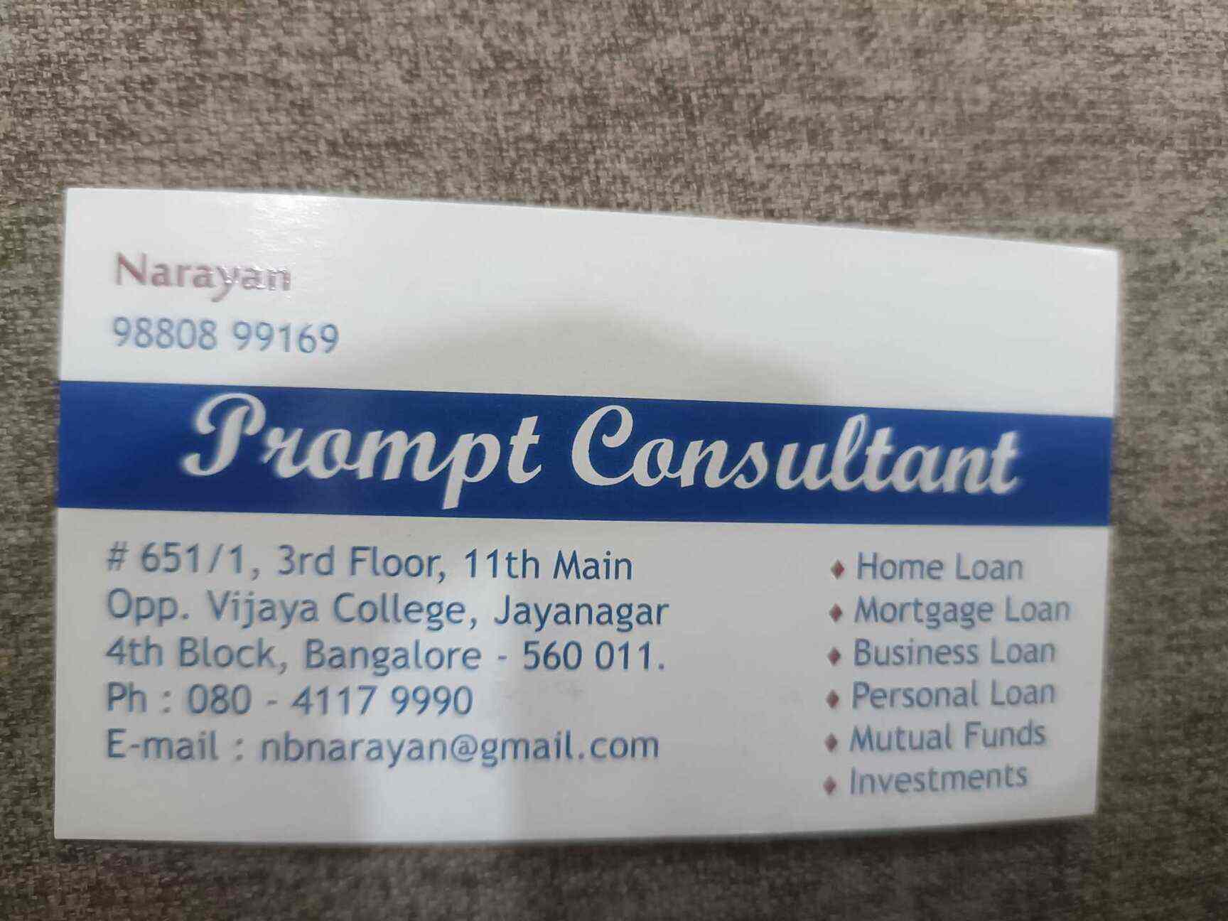Prompt Consultant in Banashankari 3rd Stage,Bangalore Best Home Loans