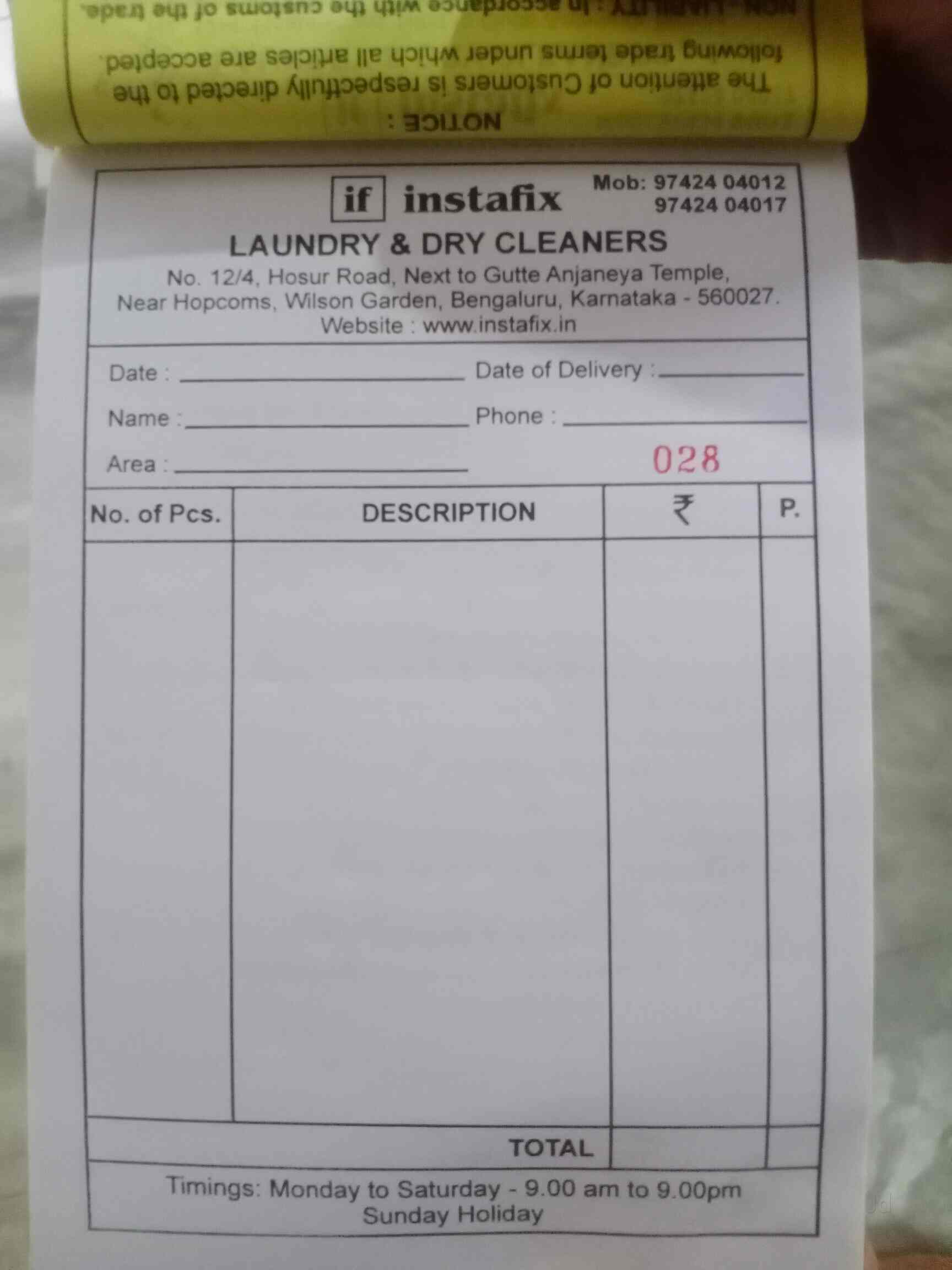 INSTAFIX LAUNDRY & DRY CLEANERS in Wilson Garden,Bangalore Best