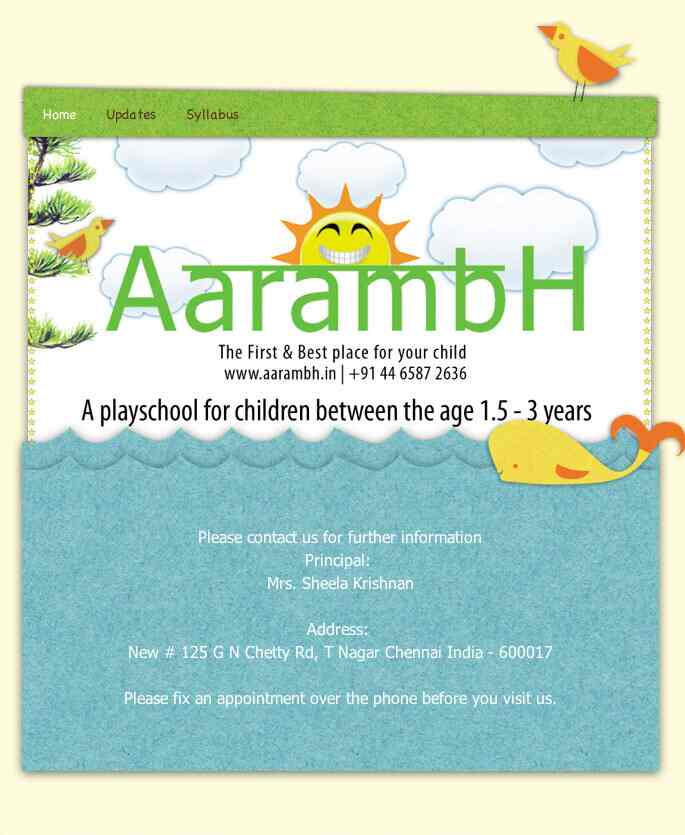 Aarambh Play School in T Nagar,Chennai Best Kindergartens in Chennai