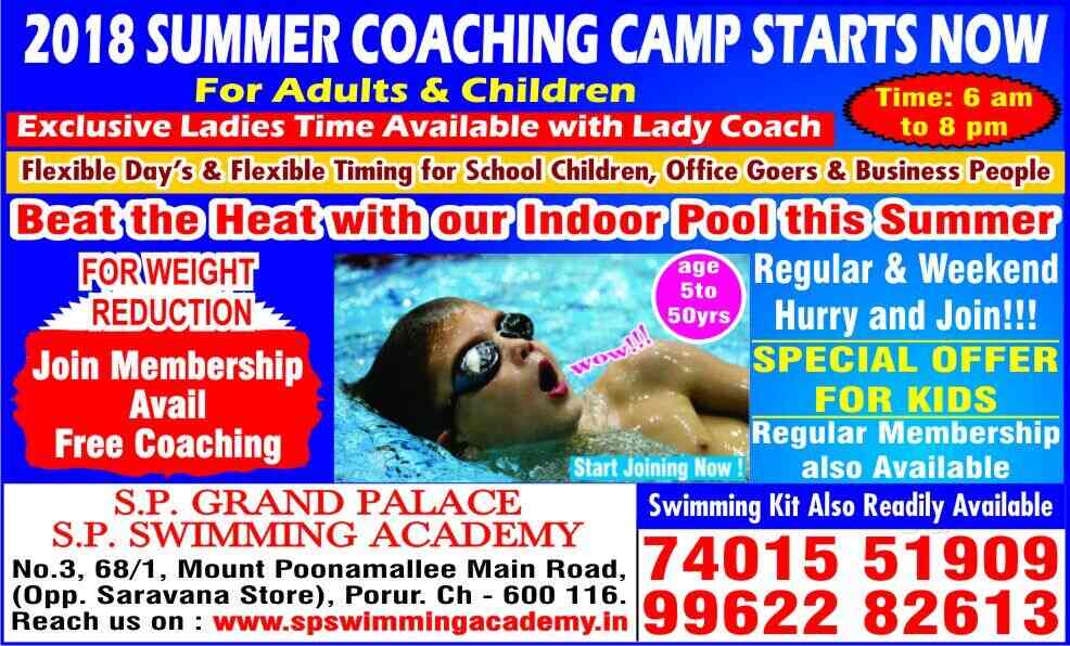 Sp Swimming Academy Indoor Pool in Porur,Chennai Best Sports Classes