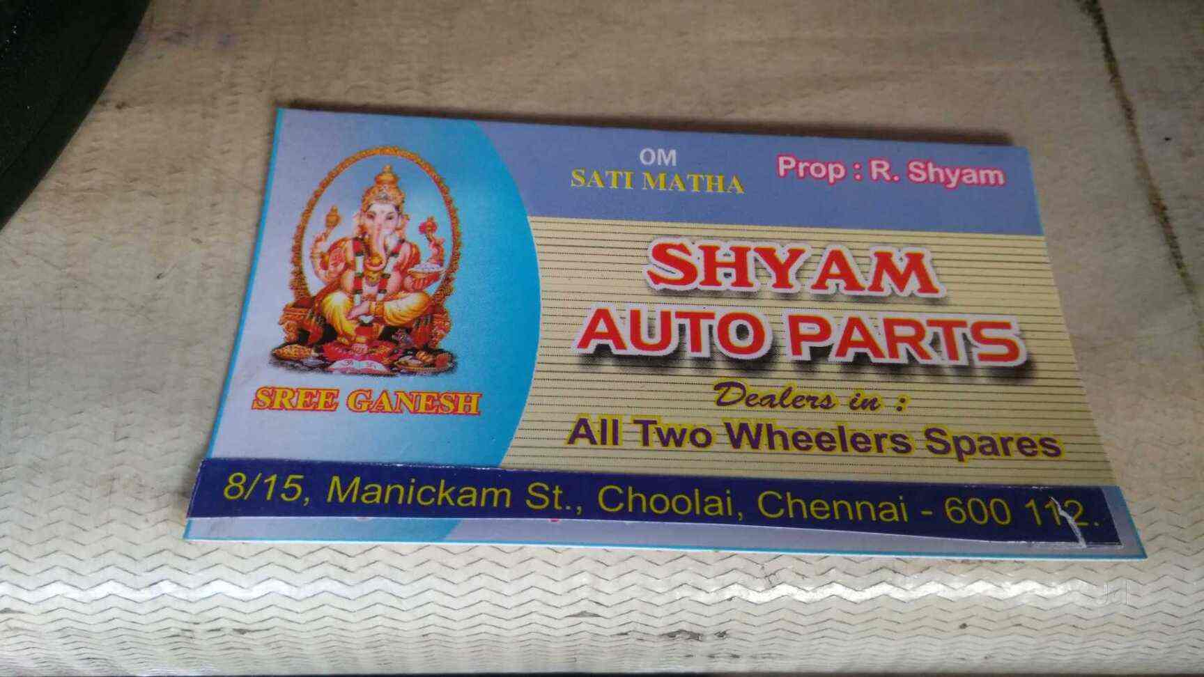Shyam Auto Parts Dealer from Choolai, Chennai, India Company Profile