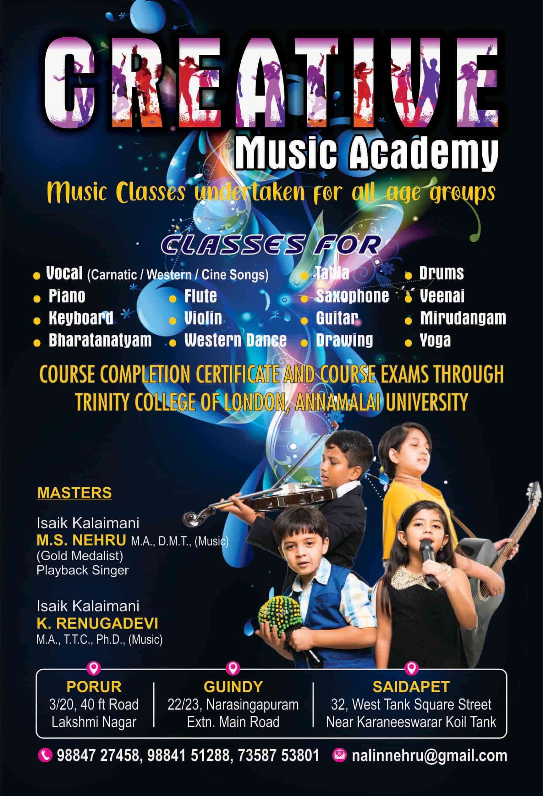 Creative Music Academy in Porur,Chennai Best Yoga Classes At Home in