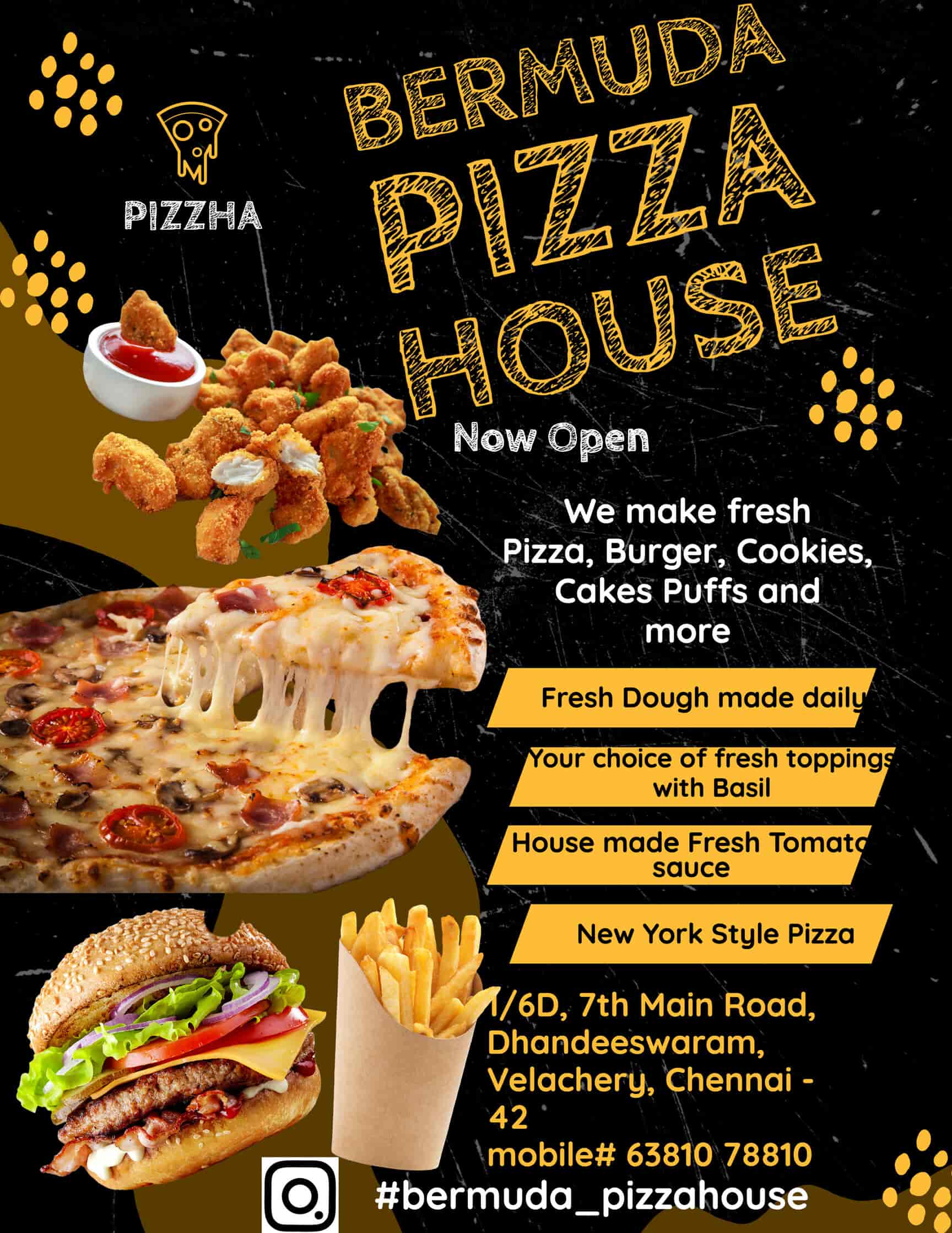 Bermuda Pizza House in Dhandeswaram,Chennai Best Bakeries in Chennai