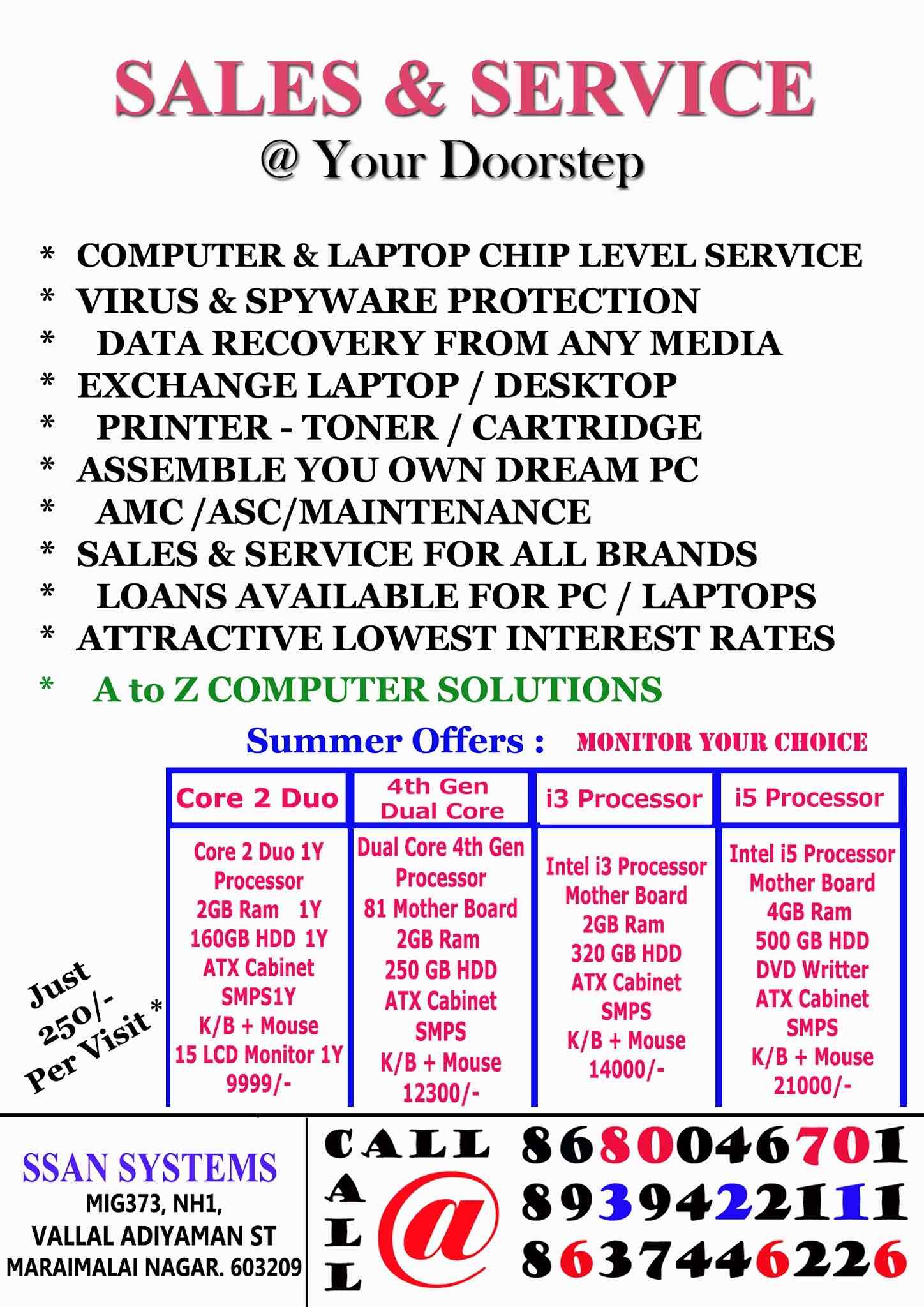 Ssan Systems in Maraimalai Nagar,Chennai Best Computer Repair