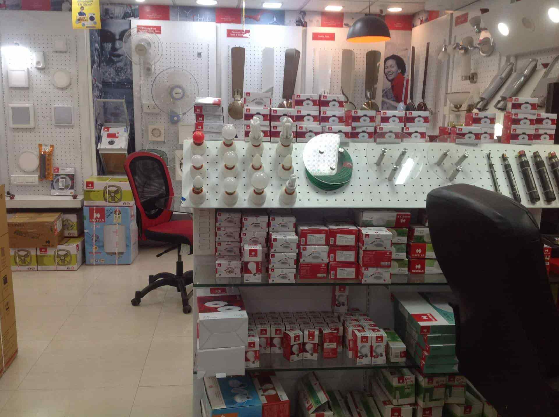 Coimbatore Electrical Stores showroom interior with switches, wires and lighting products