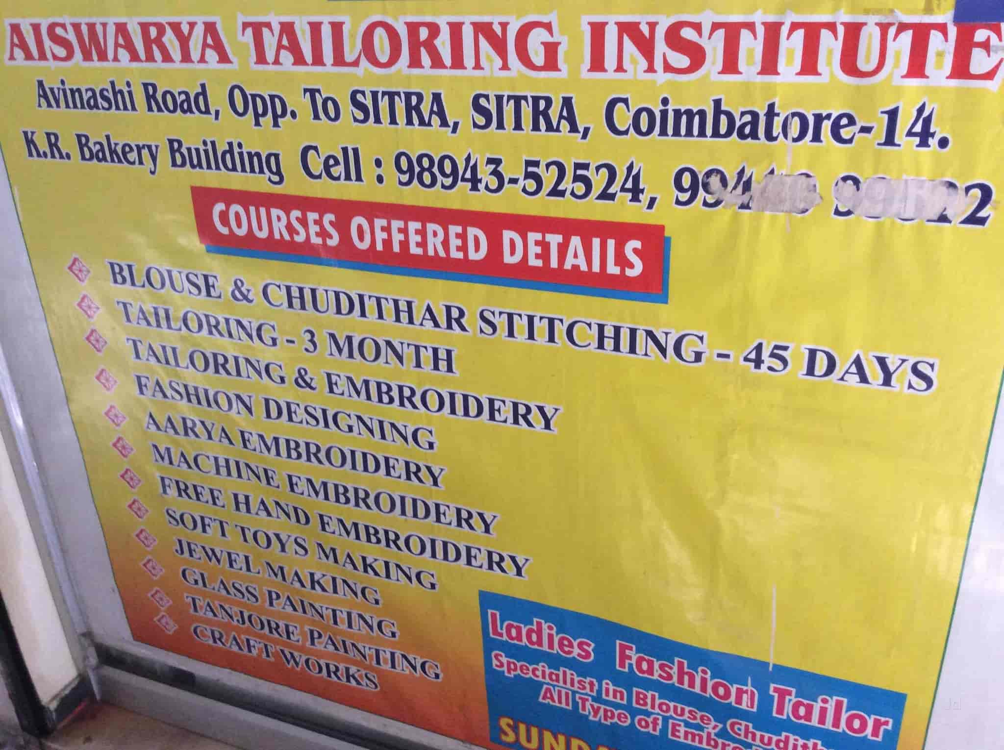 Aiswarya Tailoring & Embroidery Institute in Kalapatti,Coimbatore - Best Tailoring  Classes near me in Coimbatore - Justdial