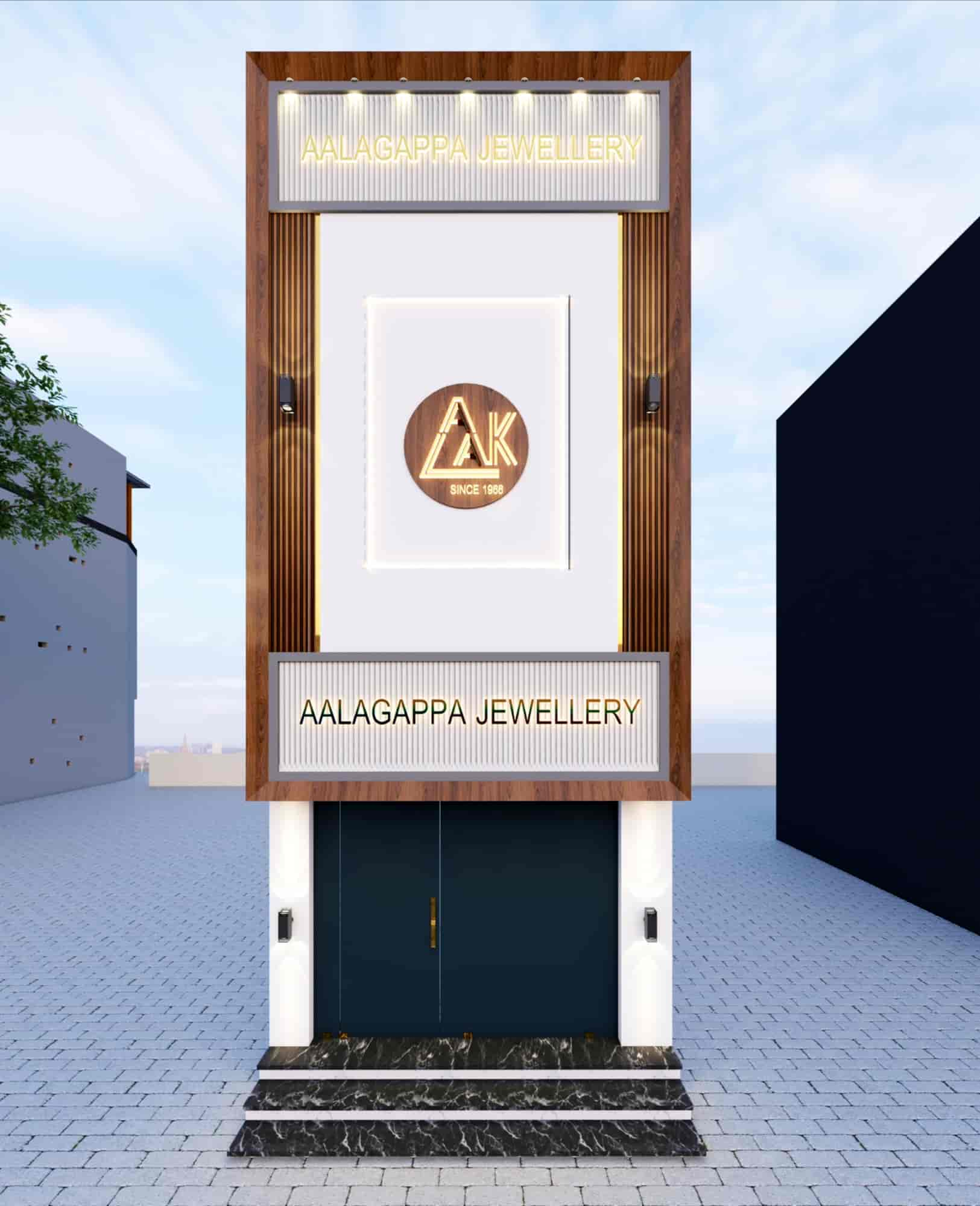 Jewellery shop front elevation on sale design