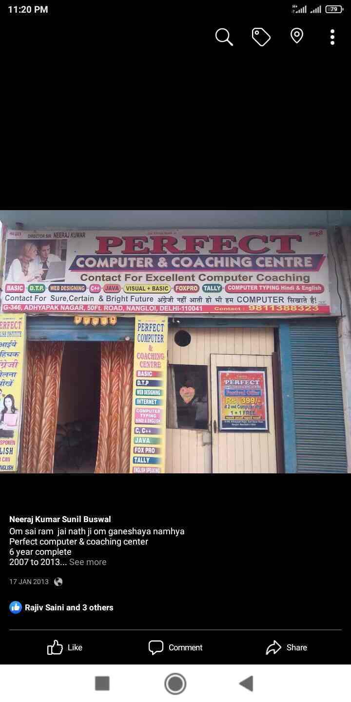 Perfect Computer & Coaching Centre in Nangloi,Delhi Best Computer Training Institutes in Delhi
