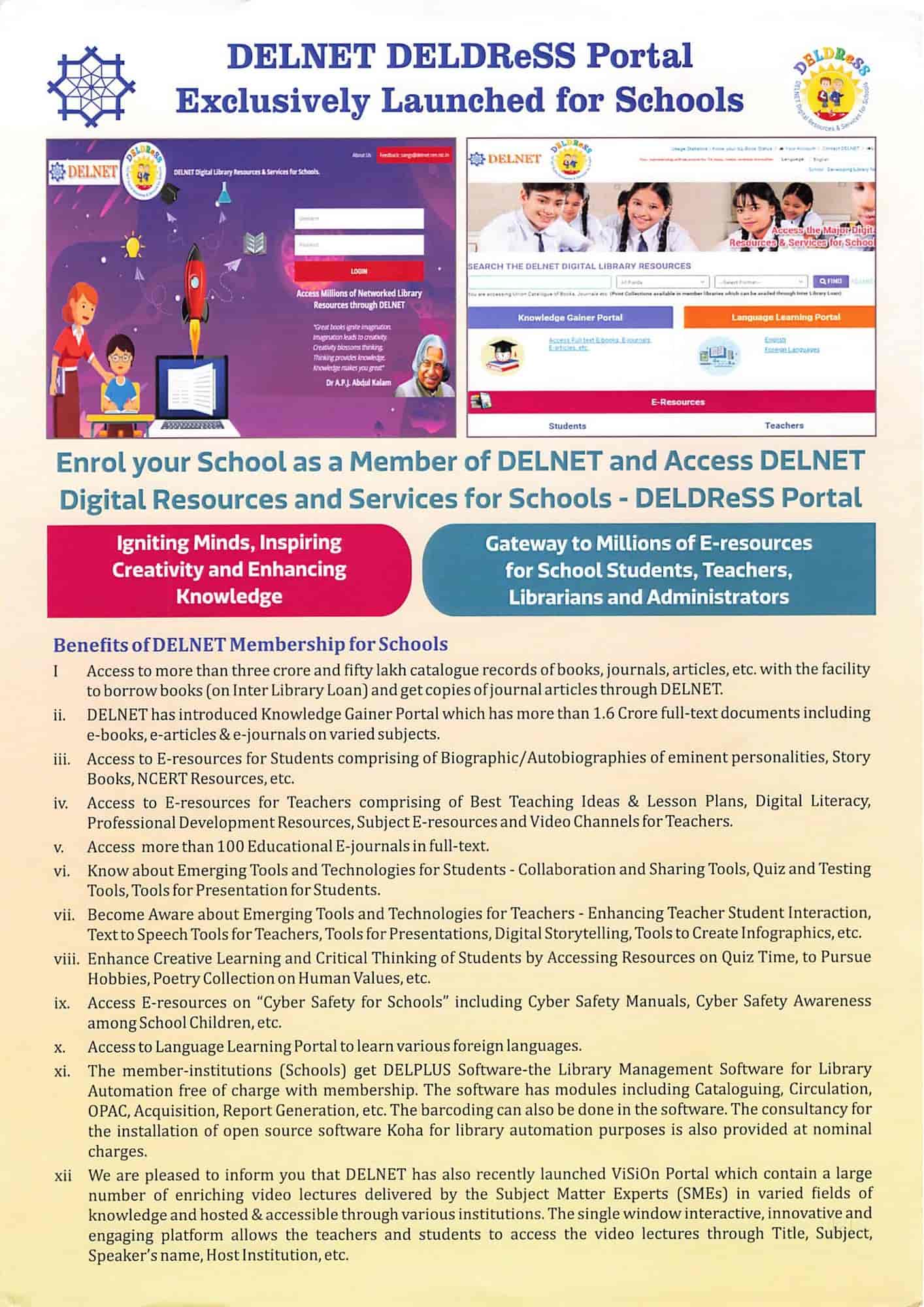 DELDReSS PORTAL FOR SCHOOLS