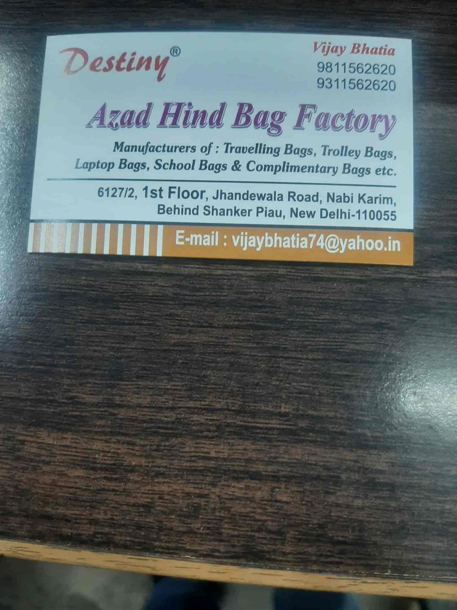Azad Hind Bag Factory in Nabi Karim,Delhi Best Bag Manufacturers in