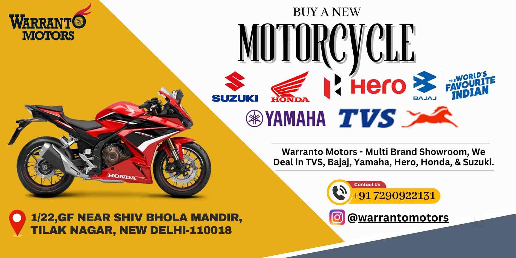 Warranto MotorsMulti Brand Showroom in Tilak Nagar,Delhi Best TVS