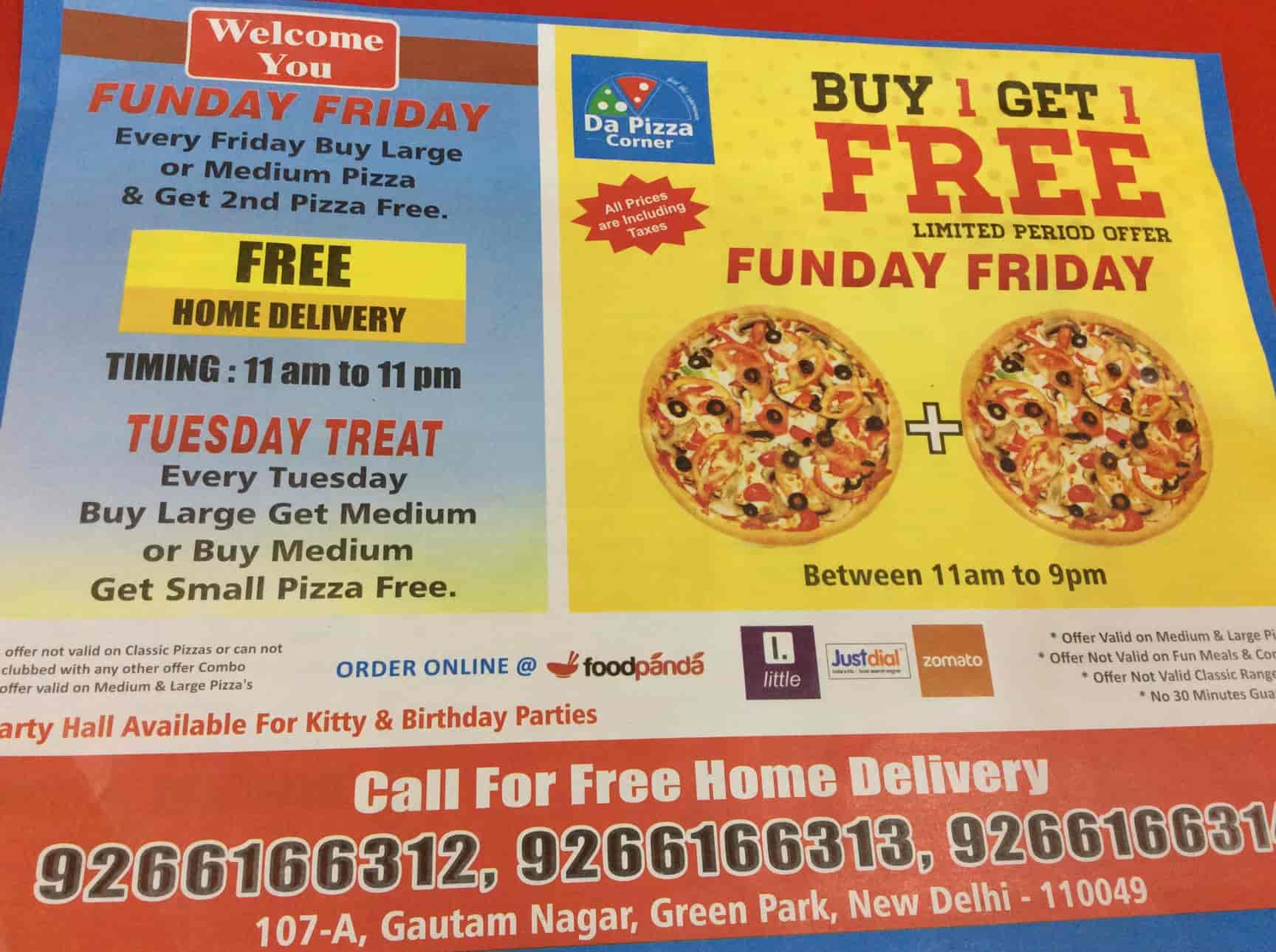 Da Pizza Corner in Gautam Nagar Delhi Best Pizza Outlets in