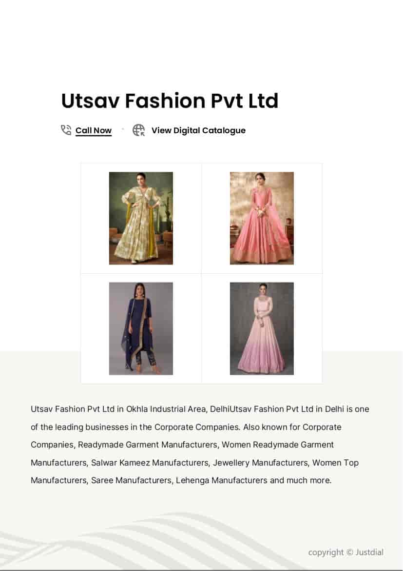 Utsav Fashion Pvt Ltd in Okhla Industrial Area, Delhi - Best Readymade  Garment Manufacturers in Delhi - Justdial