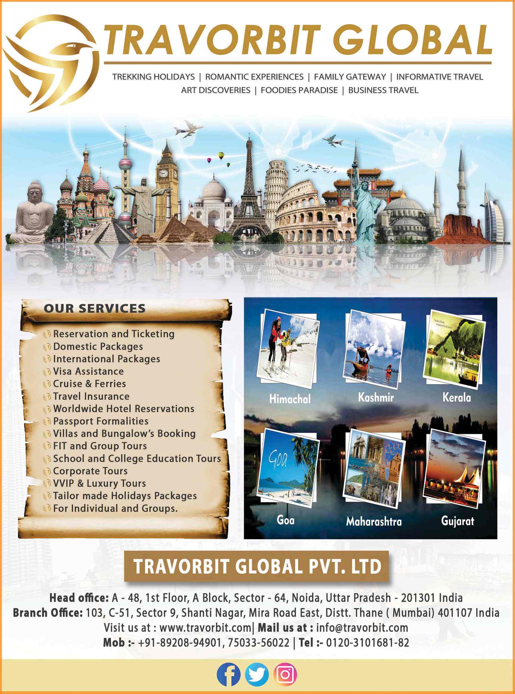 TRAVORBIT GLOBAL PVT.LTD in Noida Sector 64,Delhi Best Travel Agents