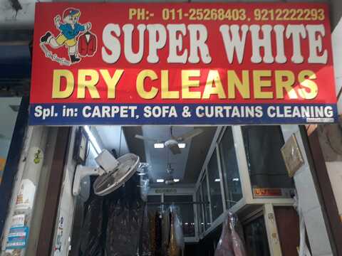 white dry cleaners