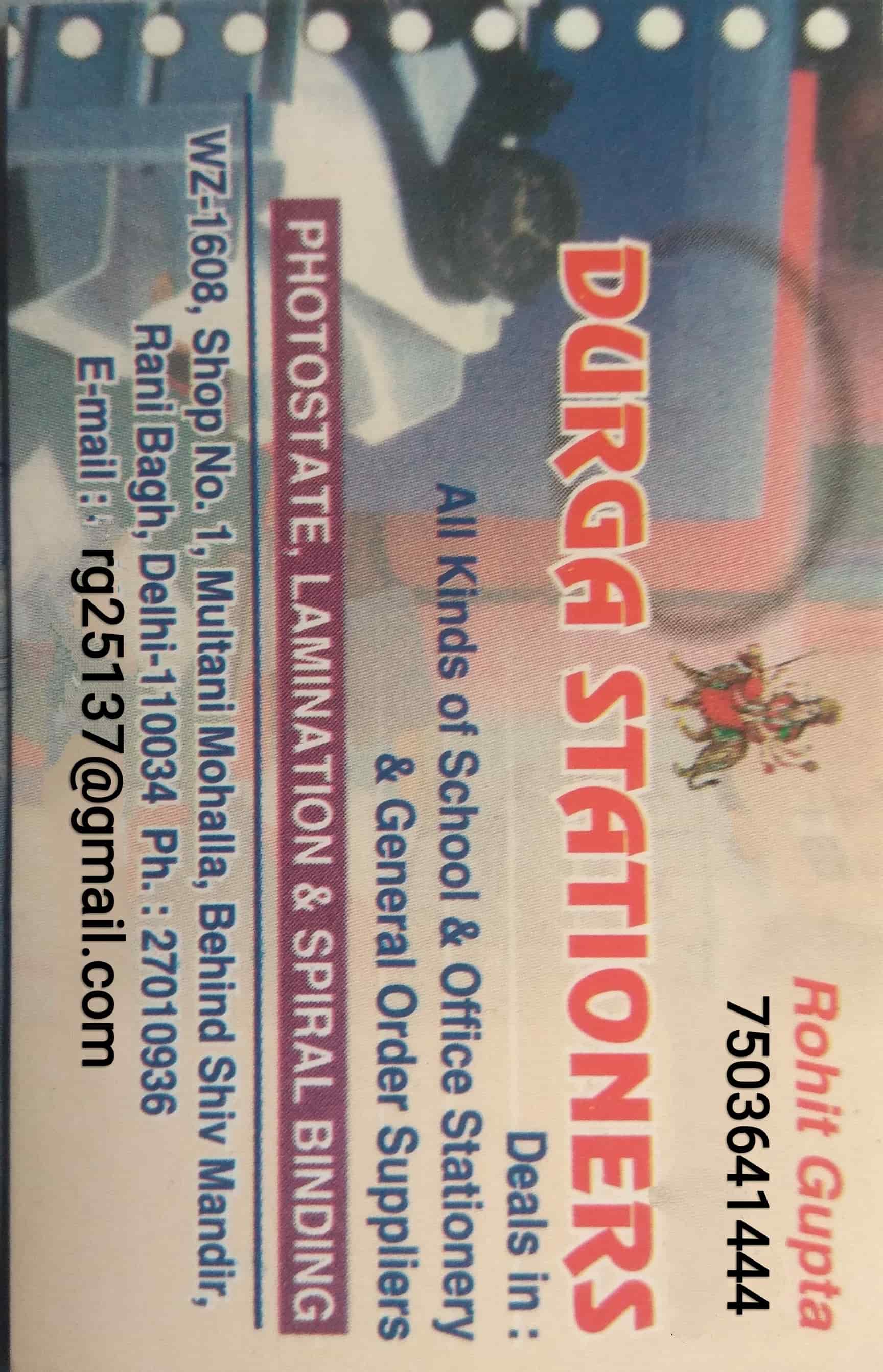 Durga Stationers in Rani Bagh,Delhi Best Stationery Shops in Delhi