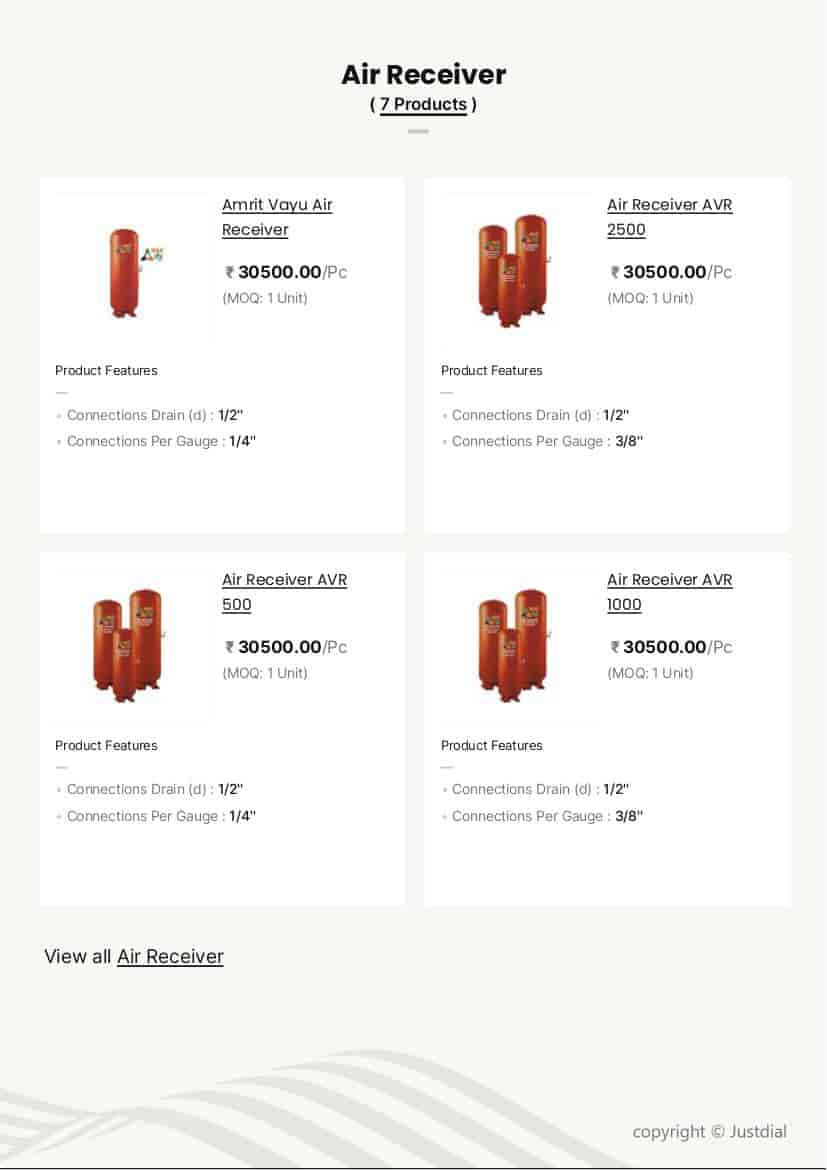 Air Receiver Compressed AVR 2000 in Delhi at ₹ 28,000 Pc by