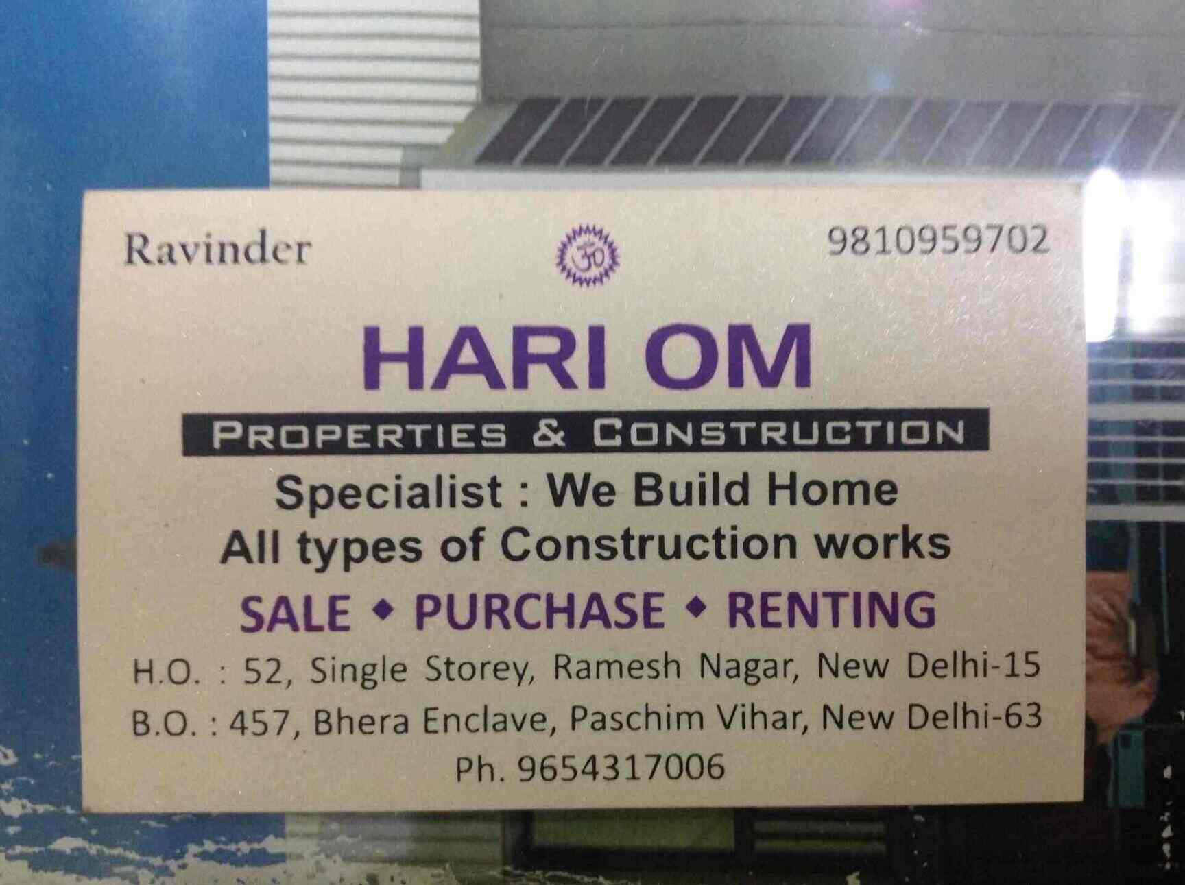 Hari Om Properties and Consultants in Ramesh Nagar,Delhi Best Estate