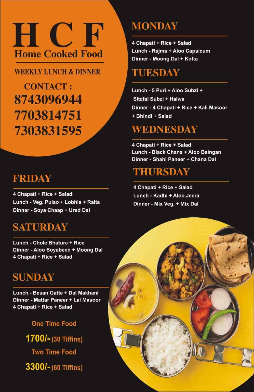 Hcf (Home Cooked Food) in Shakti Nagar,Delhi Best Tiffin Services in