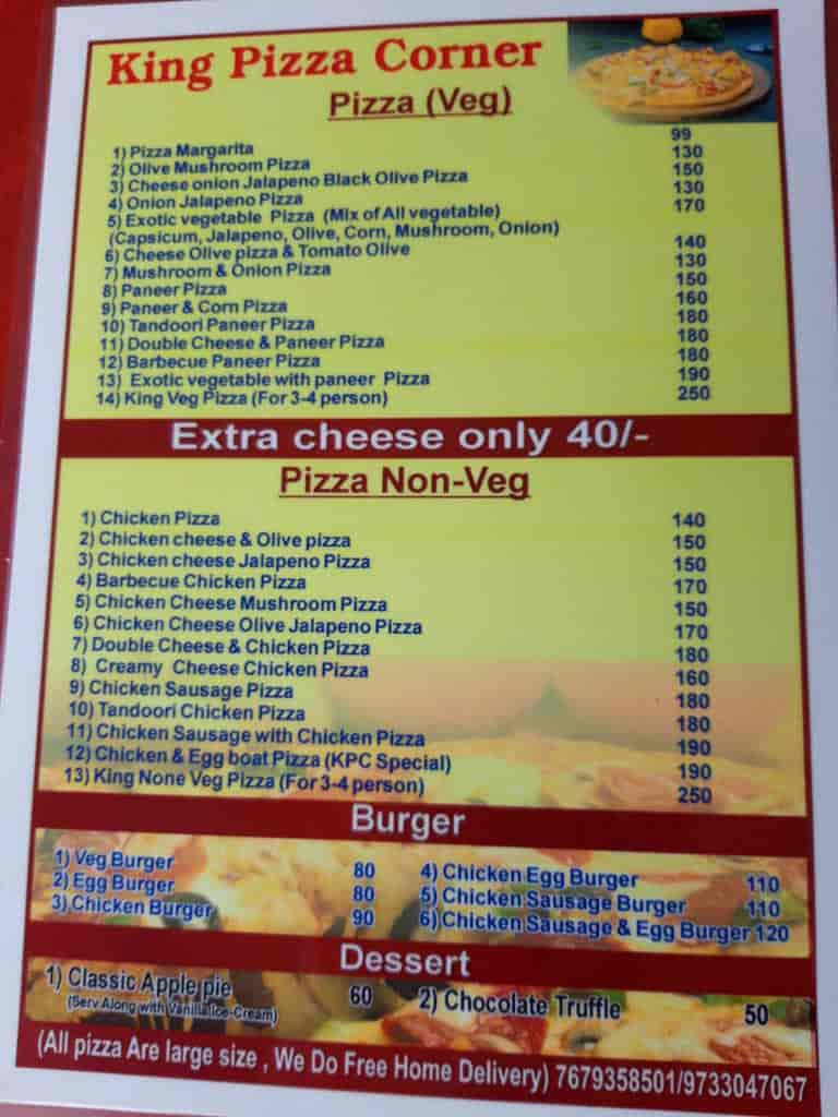 King Pizza Corner Menu in Balurghat Dinajpur Updated 2025 Food Menu Justdial