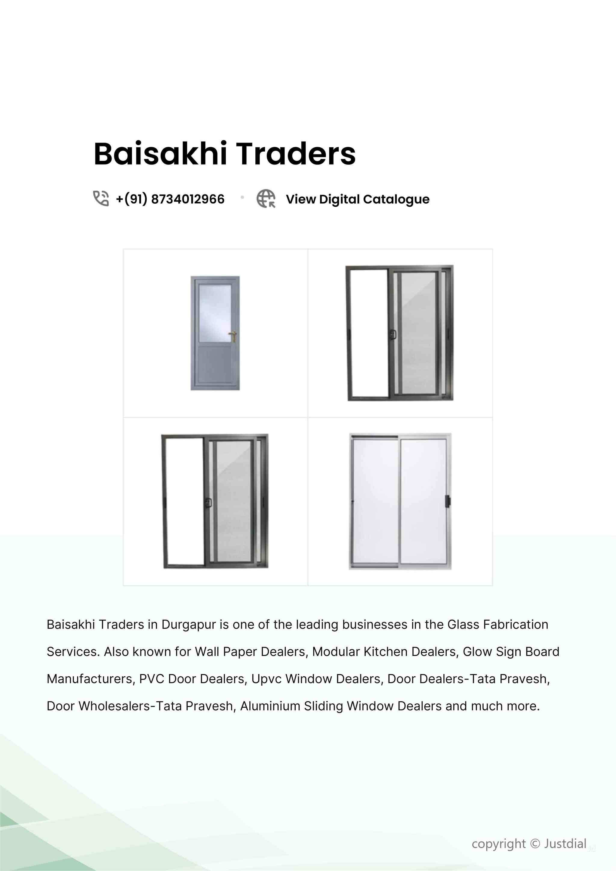 Powder Coated Aluminium Door For Commercial (Grey) in Durgapur at