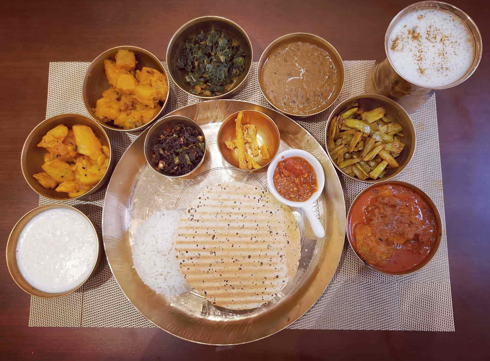 Indian vegetarian thali meal at Sikkim hotel restaurant comfortable senior tour