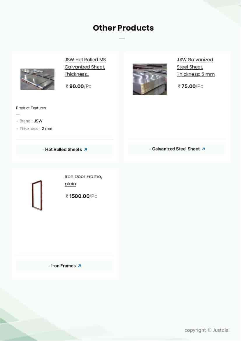 JSW Hot Rolled MS Galvanized Sheet, Thickness: mm, Size: X