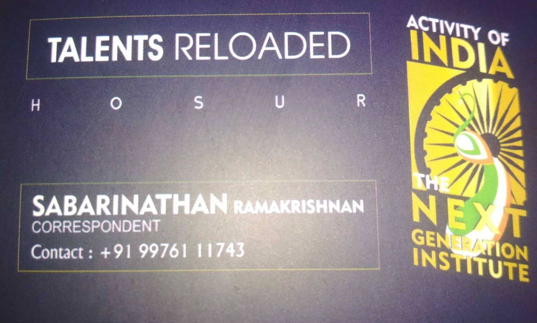 Activity Of INDIA The Next Generation Institute in Hosur City,Hosur