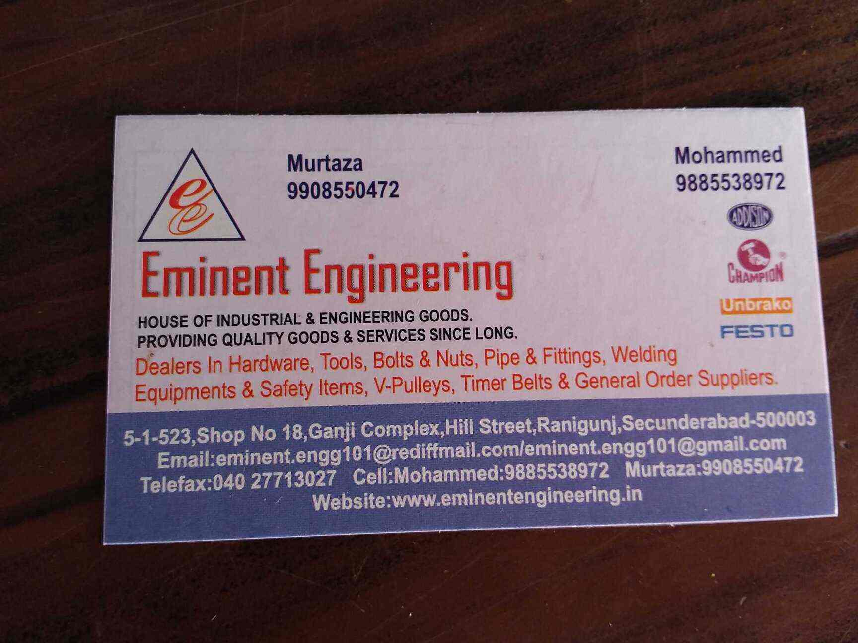 Elite Industrial Corporation, RanigunjSecunderabad Hardware Shops in