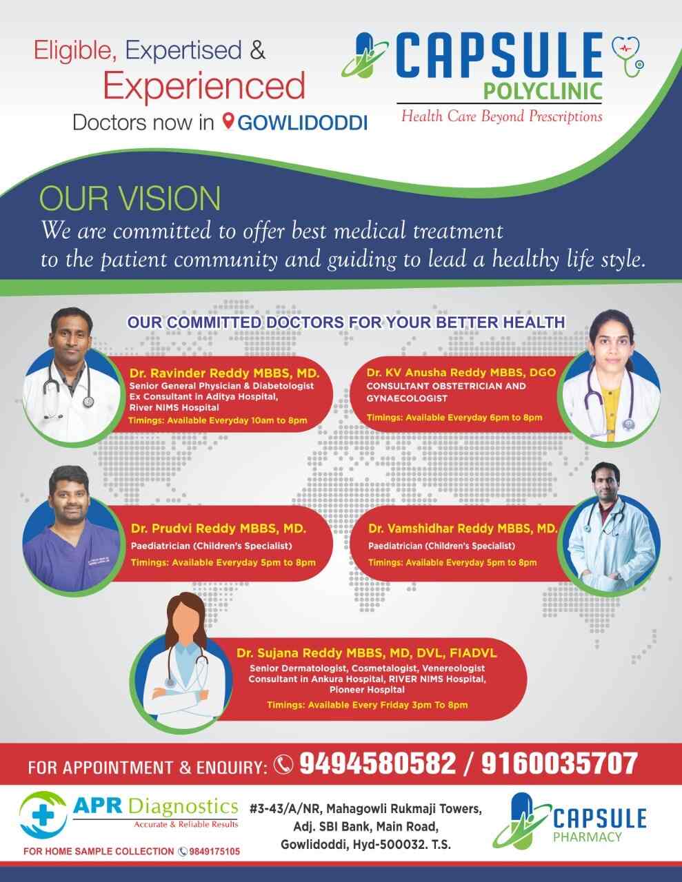 Capsule Pharmacy and Polyclinic in Gowlidoddi,Hyderabad Best
