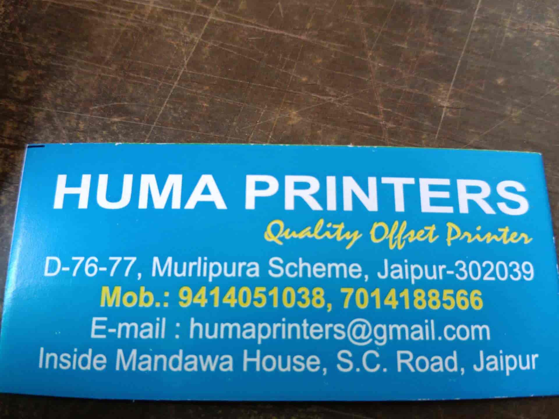 Huma Printers in Murlipura,Jaipur Best Printing Press in Jaipur
