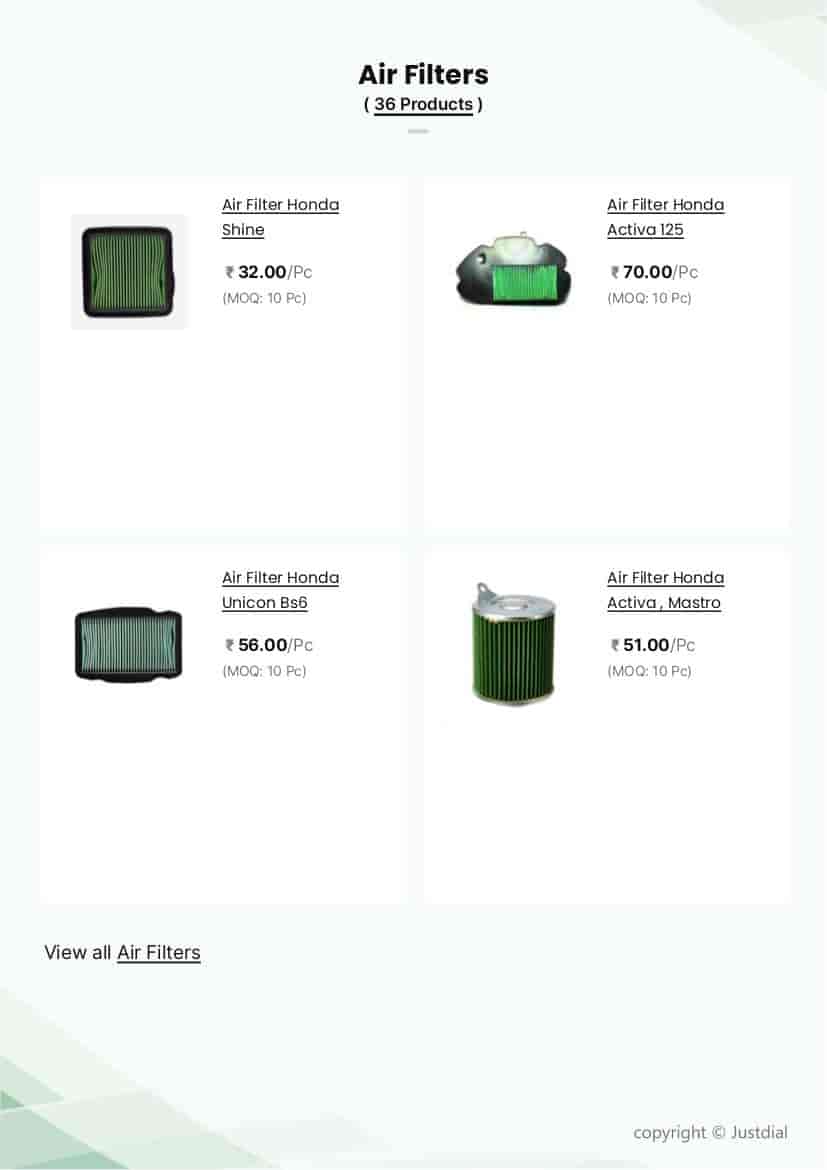 Air Filter Tvs Wego in Kanpur at ₹ 11 Pc by Ak Traders Justdial