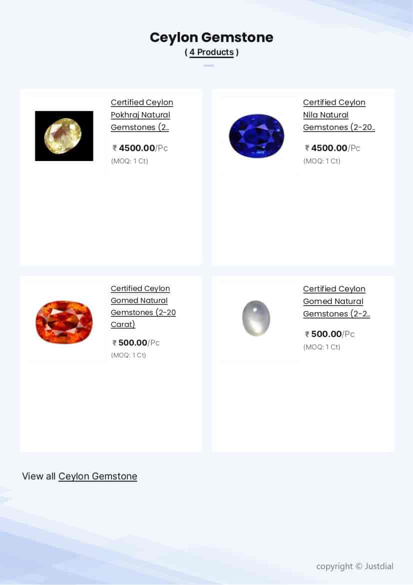 Certified Ceylon Nila Natural Gemstones (2-20 Carat) in Kolkata at