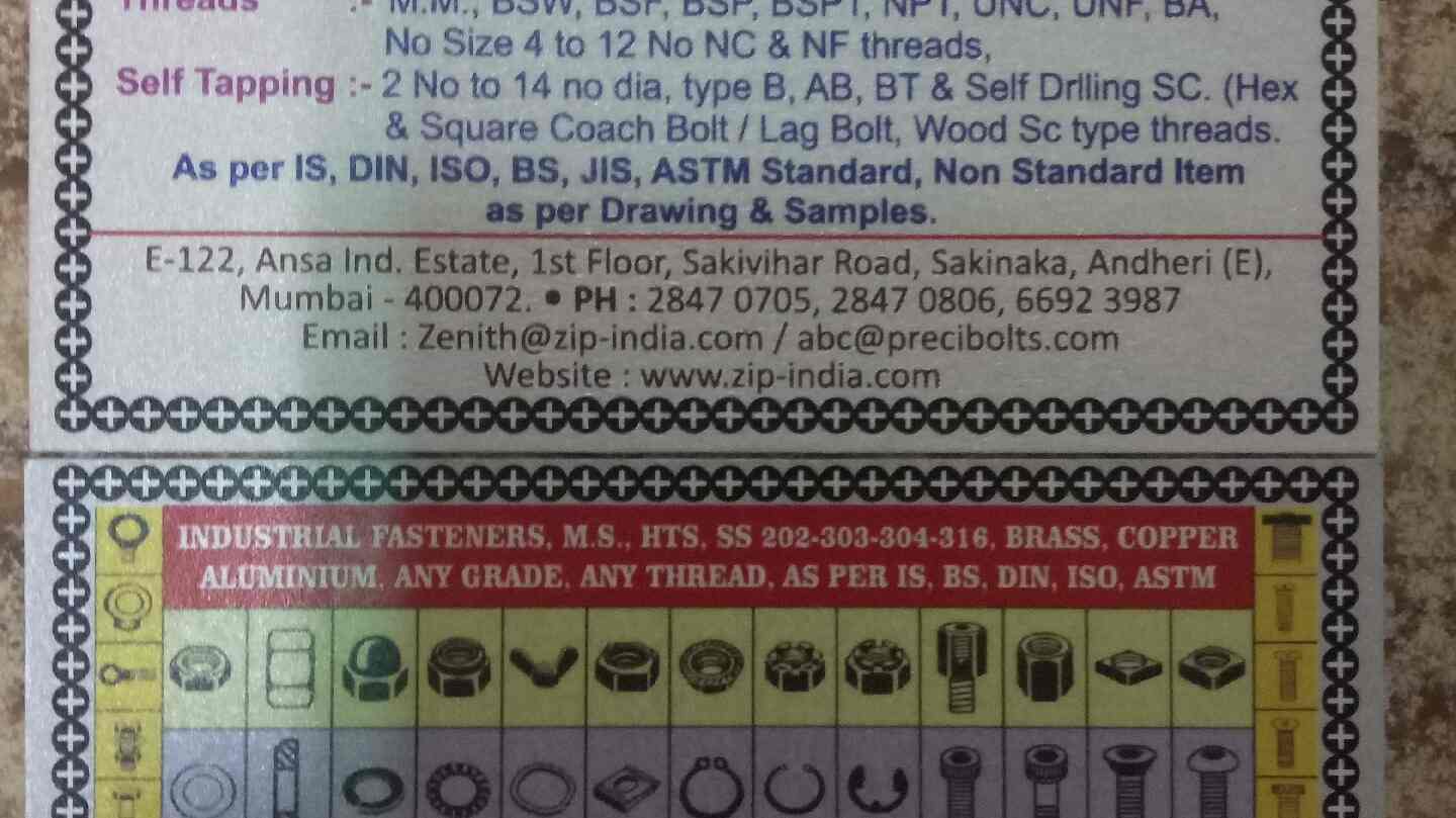 Zenith Industrial Product in Sakinaka,Mumbai Best Industrial Nut Bolt