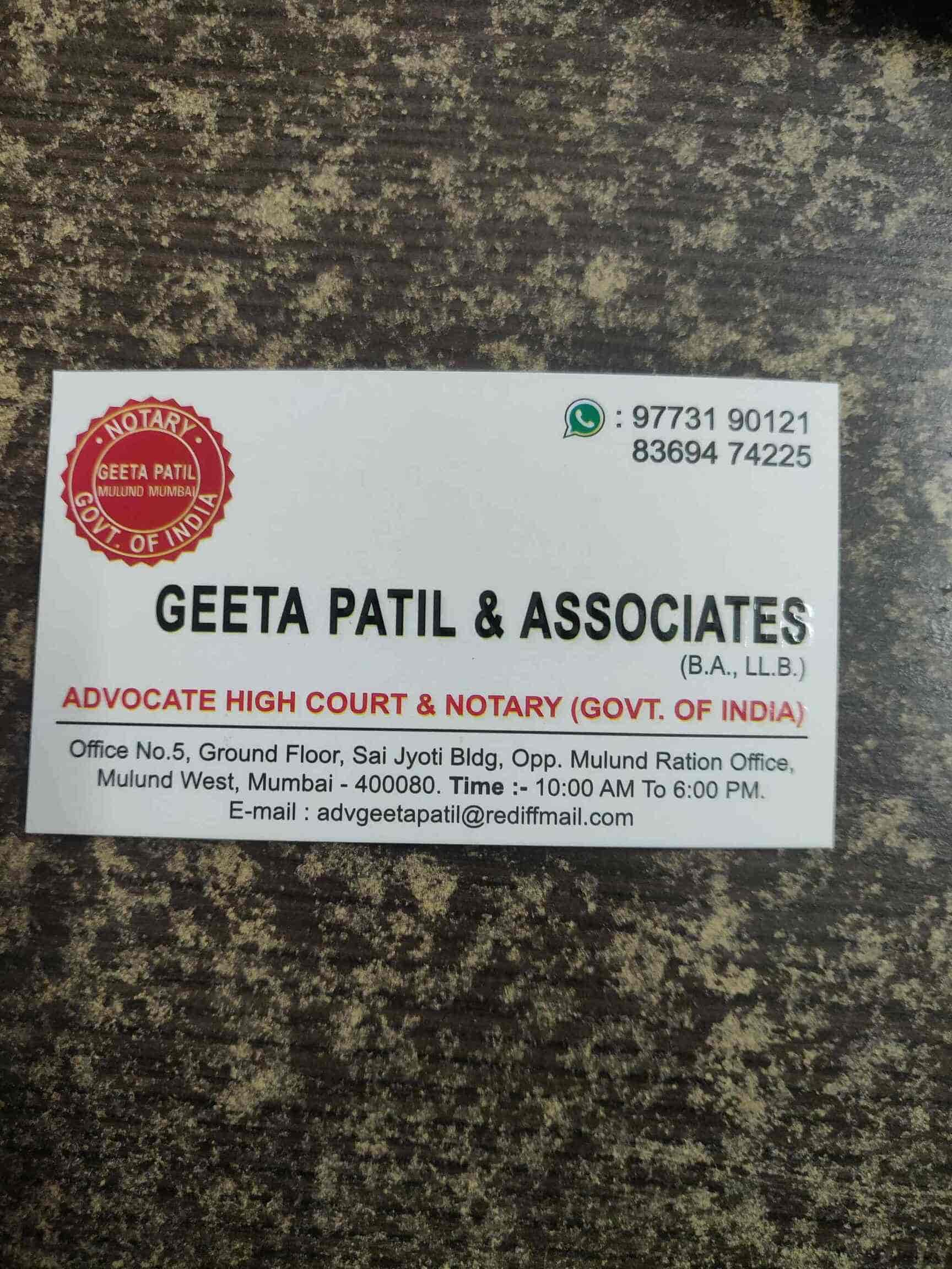 Adv. Geeta Patil & Associates in Mulund West,Mumbai Best Lawyers For